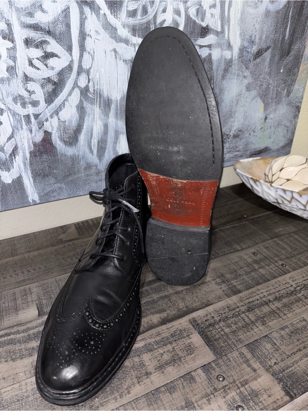 Men's Cole Haan Air Colton LEATHER Wingtip Ankle BOOTS 12M - Picture 10 of 13